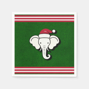Roter & Grüner Weißer Elefant Geschenk Weihnachtsf Serviette