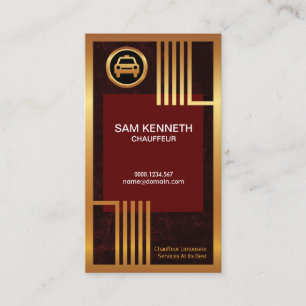 Roter Grunge Golden Borders Taxi Chauffeur Visitenkarte