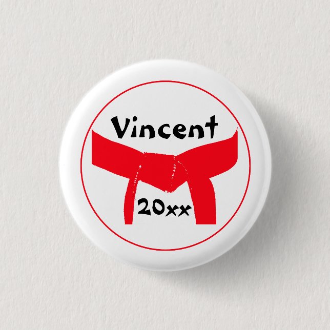 Roter Gürtel für Kampfkunst Button (Vorderseite)