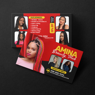 Roter Haar- und Schönheitssalon Flechterin Hairsty Visitenkarte