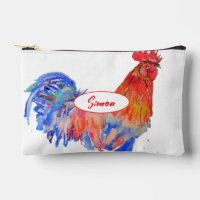 Roter Hahn Blaue Wasserfarbe Jungen Name Huhn