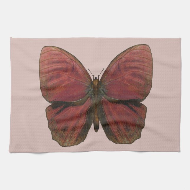 Roter Hahn Schmetterling Geschirrtuch (Horizontal)