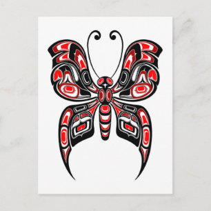 Roter Haida Spirit Butterfly auf Weiß Postkarte