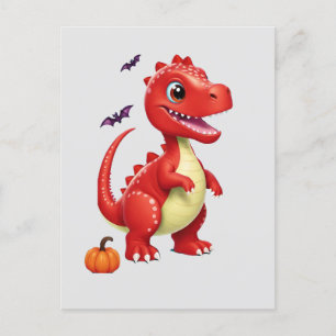 Roter Halloween-Dinosaurier Postkarte