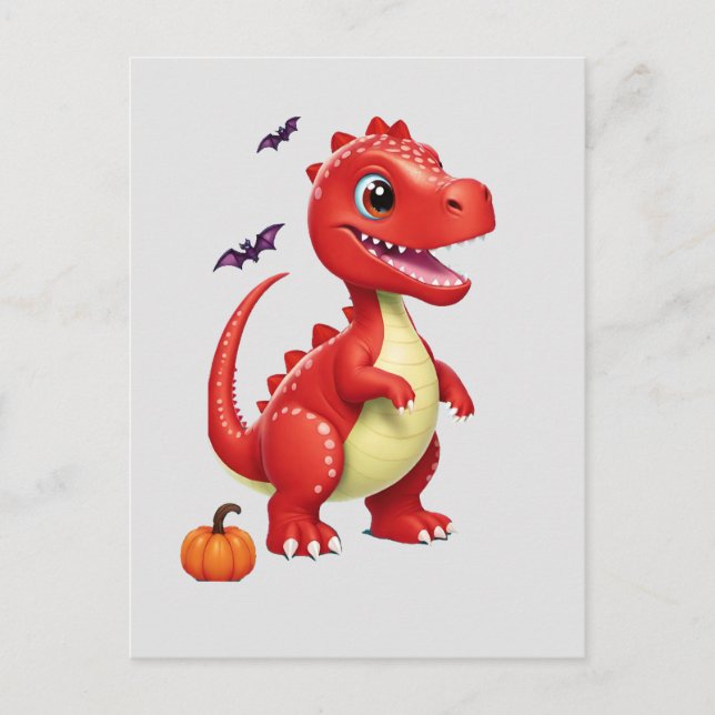 Roter Halloween-Dinosaurier Postkarte (Vorderseite)