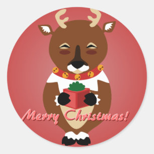 Roter Happy Rentier Stickers