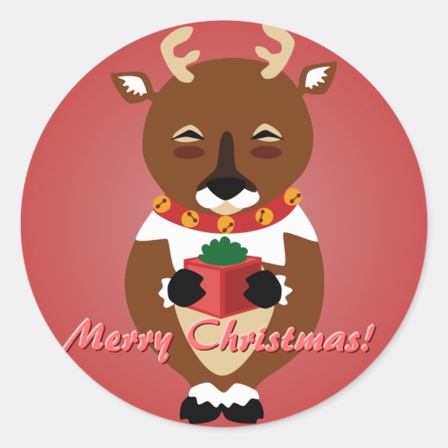 Roter Happy Rentier Stickers (Vorderseite)