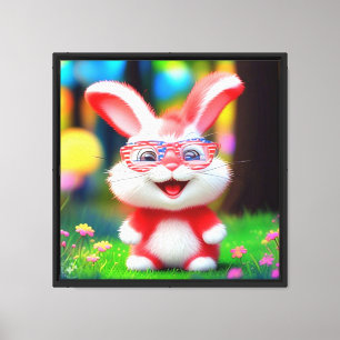 Roter Hase mit amerikanischer Brille Cartoon-44244 Leinwanddruck