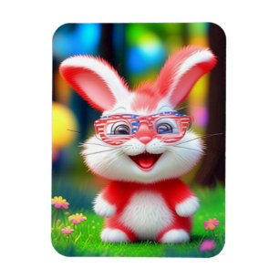 Roter Hase mit amerikanischer Brille Cartoon-44244 Magnet