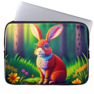 Roter Hase sitzt auf dem Gras Laptopschutzhülle