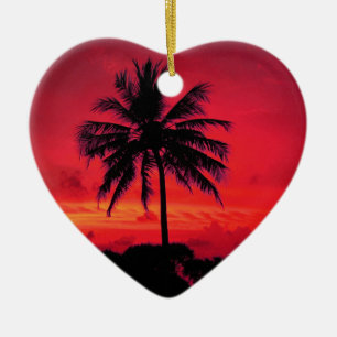 Roter Hawaiianischer Sonnenuntergang Exotische Pal Keramik Ornament