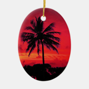 Roter Hawaiianischer Sonnenuntergang Exotische Pal Keramik Ornament