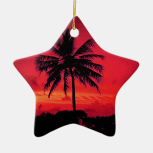 Roter Hawaiianischer Sonnenuntergang Exotische Pal Keramik Ornament
