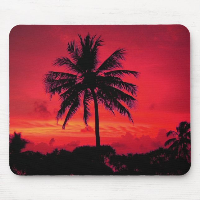 Roter Hawaiianischer Sonnenuntergang Exotische Pal Mousepad (Vorne)