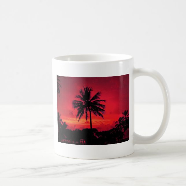 Roter Hawaiianischer Sonnenuntergang Exotische Pal Tasse (Rechts)
