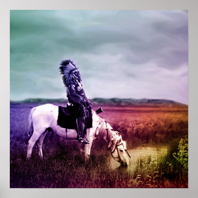 Roter Hawk an einer Oase in den Badlands Poster (Vorne)