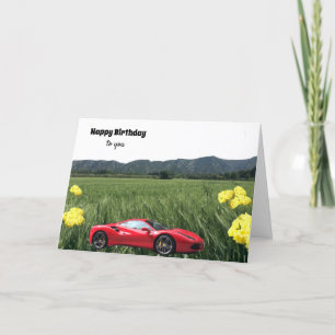 Roter Heißer Auto-Geburtstagskarte Karte