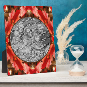 Roter Herbst lässt die Natur Ihr Foto hinzufügen Fotoplatte