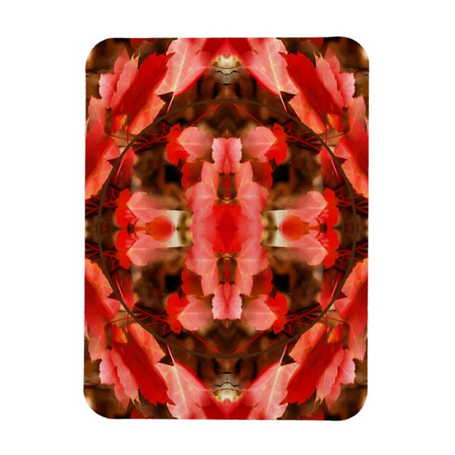 Roter Herbst lässt Naturrahmen hinzufügen Ihr Foto Magnet (Vertikal)