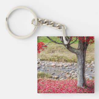 Roter Herbstbaum Akryllischer Schlüsselanhänger