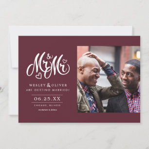 Roter Herr & Mr. Script - mit Foto Save The Date