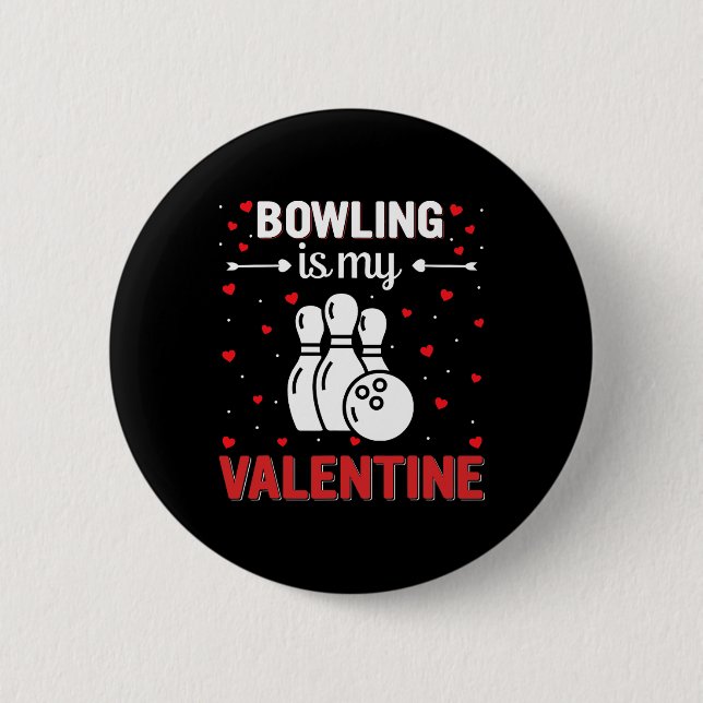Roter Herz Cupid Liebe Grafik Bowling ist mein Val Button (Vorderseite)