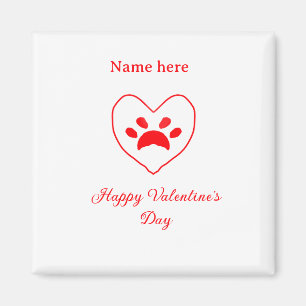 Roter Herz Hund Katze Pfote glücklicher Valentinst Magnet