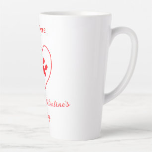 Roter Herz Hund Katze Pfote glücklicher Valentinst Milchtasse