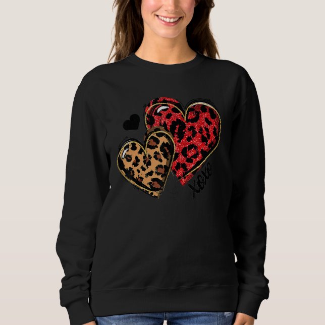 Roter Herz Leopard Valentinstag Frauen Mädchen Top (Vorderseite)