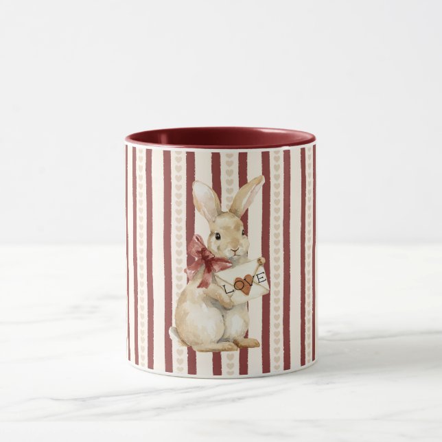 Roter Herz Liebes-Hase Kaninchen Tasse (Zentrum)