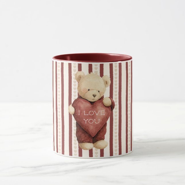 Roter Herz-Liebesbär Tasse (Zentrum)