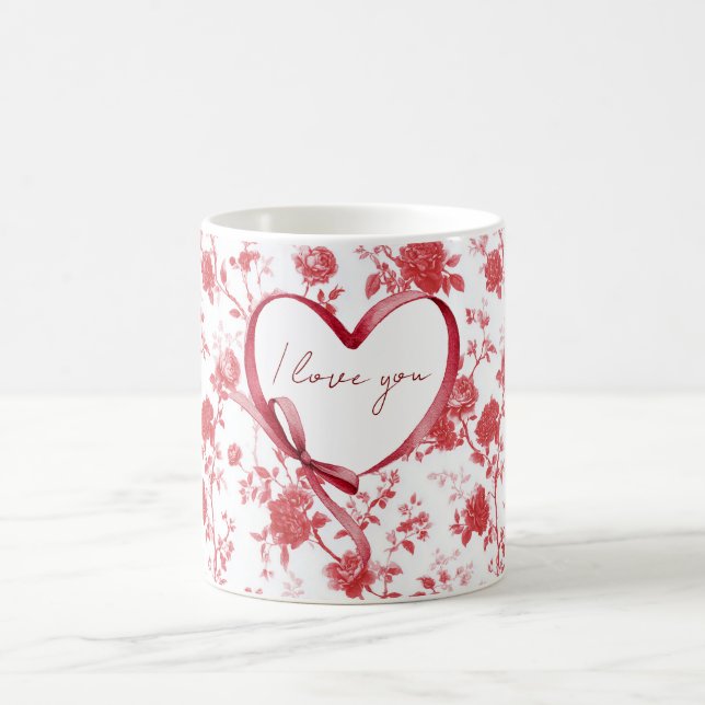 Roter Herz-Liebesbogen Kaffeetasse (Mittel)