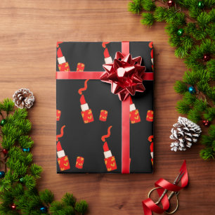 Roter Herz-Lippenstift im Pop-Art-Design Geschenkpapier