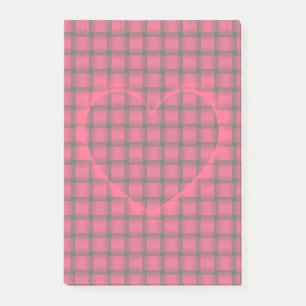 Roter Herz mit amerikanischem Rosenfarben-Webmuste Post-it Klebezettel