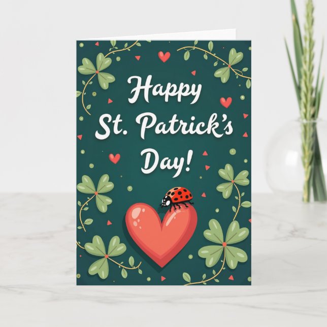 Roter Herz Muster St. Patrick Karte (Vorderseite)