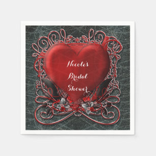 Roter Herz & Rosen Gothic Valentinstag Hochzeitsfe Serviette