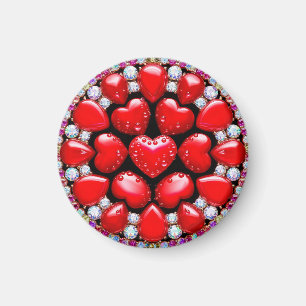 Roter Herz-Schmuckkreis Magnet