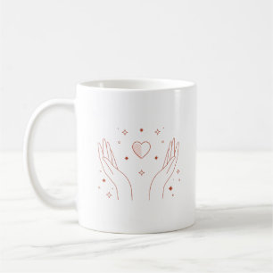 Roter Herz- und Handförmiger Kaffeebecher Kaffeetasse