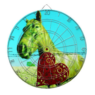 Roter Herz und Pferd Dartscheibe