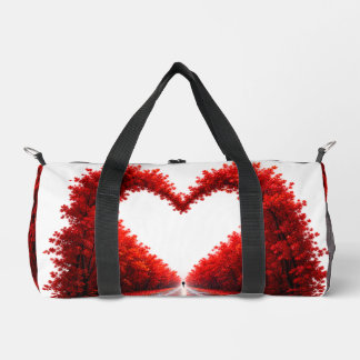 Roter Herz-Waldweg – Herbstliebe-Naturdesign Duffle Bag