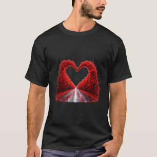 Roter Herz-Waldweg – Herbstliebe-Naturdesign T-Shirt