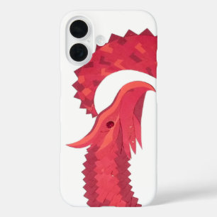Roter Herzdrache auf Weiß iPhone 16 Hülle