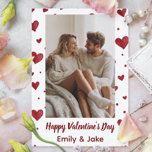 Roter Herzen Muster Valentinstag Personalisierte K Dankeskarte