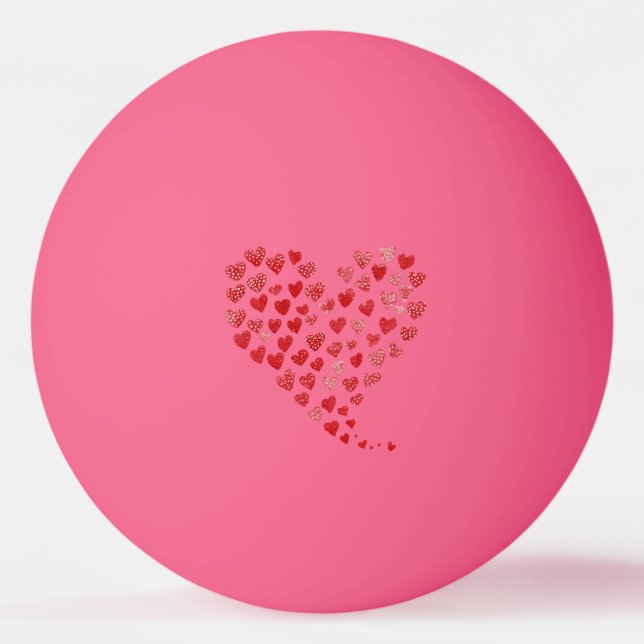 Roter Herzen Valentinstag Tischtennisball (Rückseite)