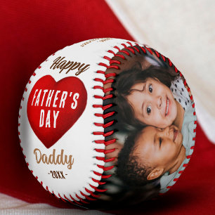 Roter Herzlicher Vater-Tag Papa 2 Foto  Baseball