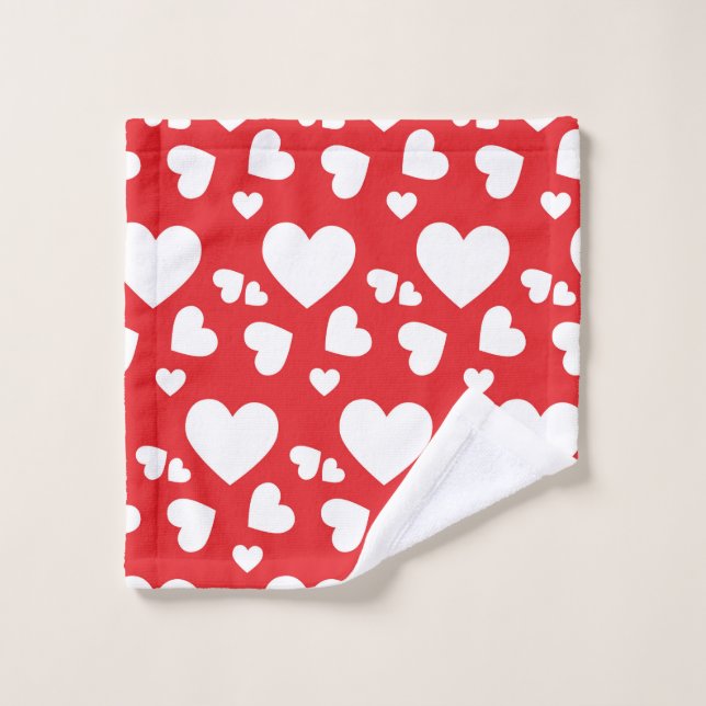 Roter Herzvalentine-Retro buntes Liebe-Geschenk Waschlappen (Waschlappen)