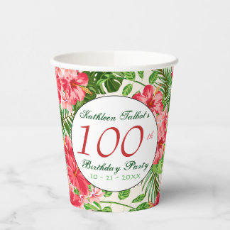 Roter Hibiskus 100. Geburtstagsparty Paper Cup Pappbecher