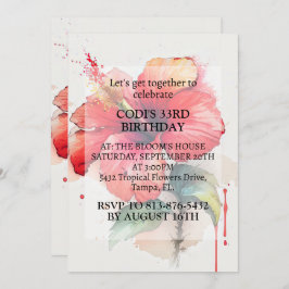 Roter Hibiskus Blume Art Geburtstagsparty Einladung