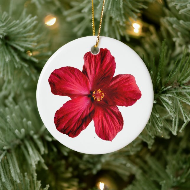 Roter Hibiskus Blume Circle Ornament (Baum)