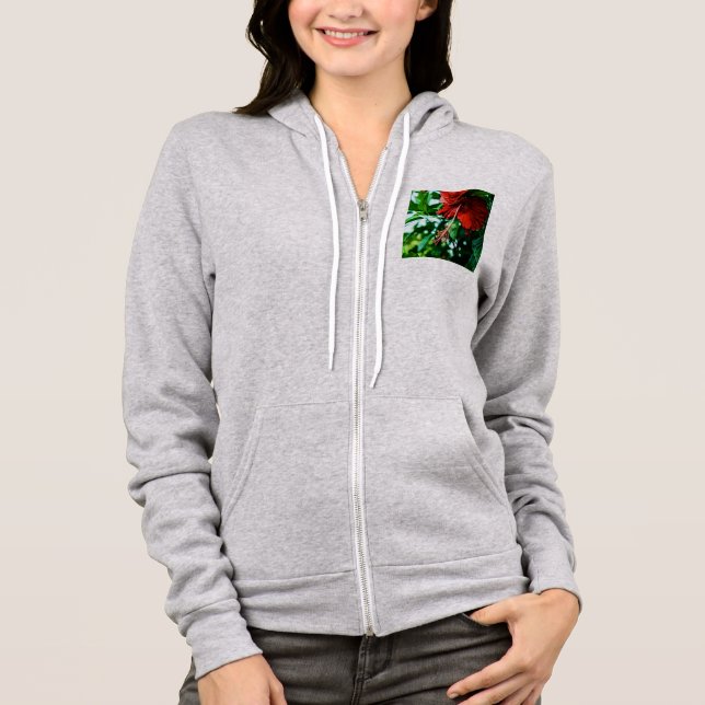 Roter Hibiskus Blume Hoodie (Vorderseite)